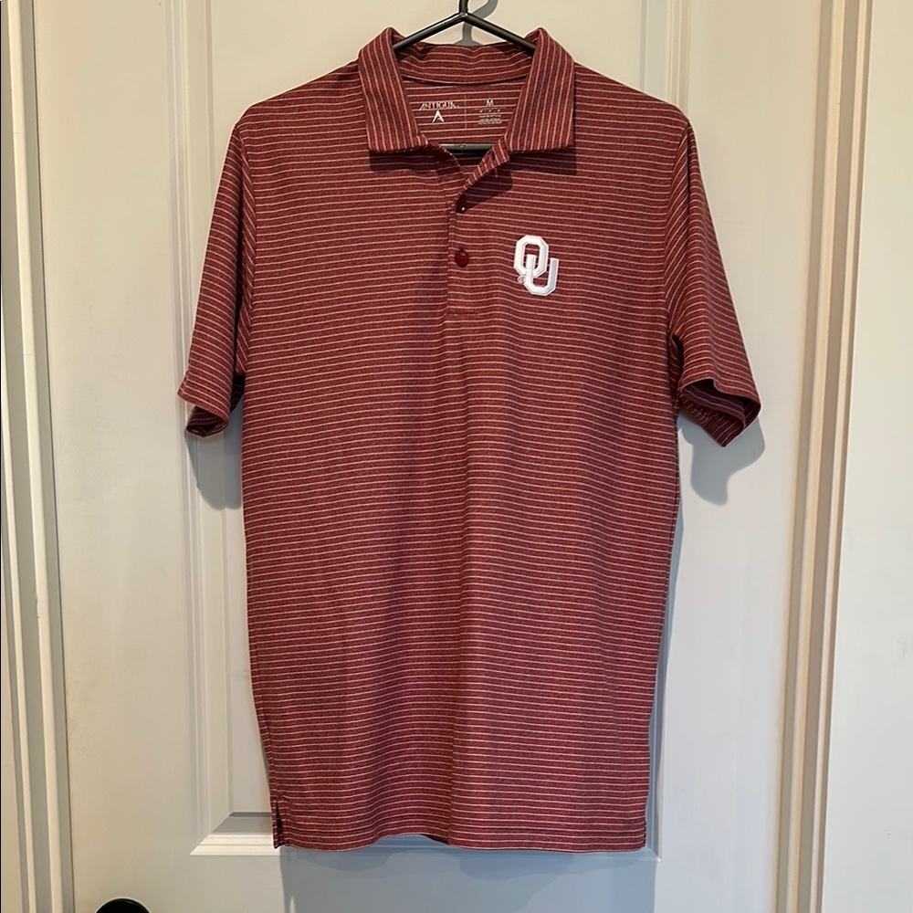 Antigua Men's Red Striped Polo Shirt